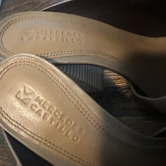 Mercedes Castillo Izar High Asymmetrical Leather Mule Heels Size 8/38 - Picture 2 of 5